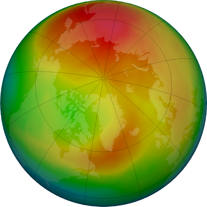 Arctic ozone map for February 2018